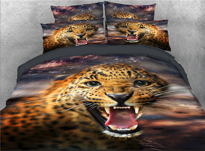 

3D Roaring Leopard Printed Cotton 4-Piece Bedding Sets