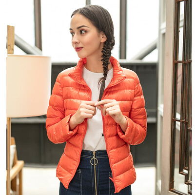 

Intercrew light down jacket female 2018 winter new Korean fashion casual light thin wild stand collar short brand down jacket female ICR4UD51A orange XL