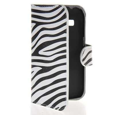 

MOONCASE Zebra style Leather Side Flip Wallet Card Slot Stand Pouch Case Cover for Samsung Galaxy Ace Style LTE G357