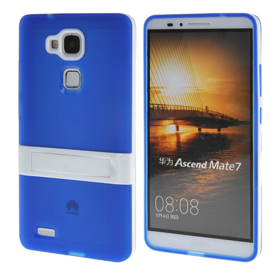 

MOONCASE Jelly Color Silicone Gel TPU Skin Slim With Stand Back Case Cover for Huawei Ascend Mate 7 Blue