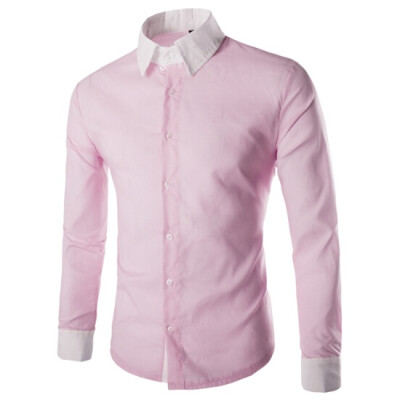 

Zogaa Mens Shirt Pure Color Slim Splice