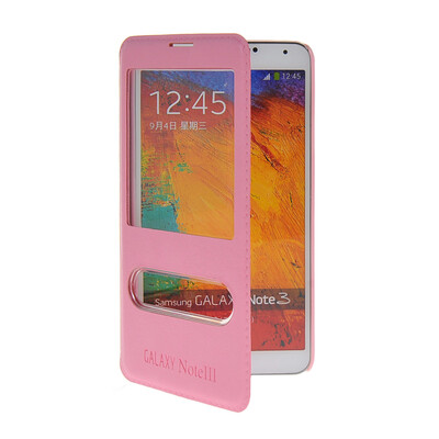 

MOONCASE View Window Leather Side Flip Pouch Stand Shell Back ЧЕХОЛ ДЛЯ Samsung Galaxy Note 3 N9000 Pink