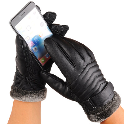 

Dilu Shi DEROACE leather gloves mens winter riding thickening plus velvet warm windproof waterproof touch screen outdoor gloves cycling motorcycle electric battery car