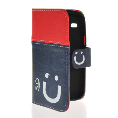 

MOONCASE Leather Side Flip Wallet Card Slot Pouch Stand Shell Back ЧЕХОЛ ДЛЯ Samsung Galaxy Core I8260 I8262 Red Blue