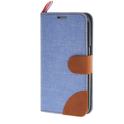 

MOONCASE Denim Style Flip Wallet Card Pouch Bracket Back Case Cover for Samsung Galaxy Core Prime G360 / Prevail LTE Blue