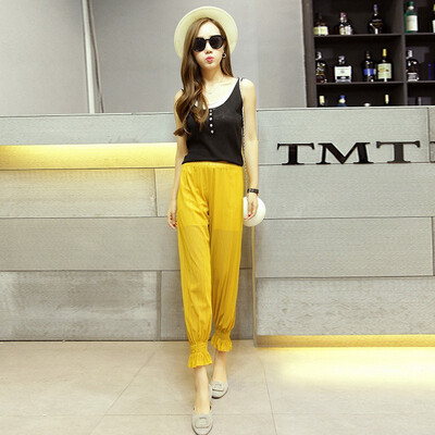 

Chiffon ankle-length pantsloose waist thin gauze casual pants thin trousers