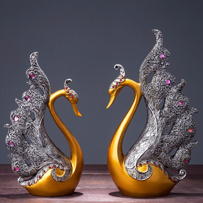 

European retro resin couple swan decorative ornaments living room porch interior furniture display wedding birthday gift