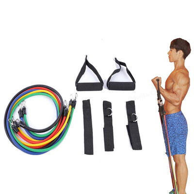 

LEAJOY 11pcs Set Natural Tube Exercise Stretched Bands Elastic Training Pull Rope Yoga Pilates Workout Cordage