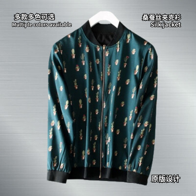 

Silk jacket 2019 spring&summer coat silk silk collar long sleeve zipper loose multicolor volleyball clothing autumn female