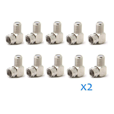 

eightNice 251020 QTY Pack F type Push-On 90 Right Angle Quick Connectors Adapter Coax RG6 RG59