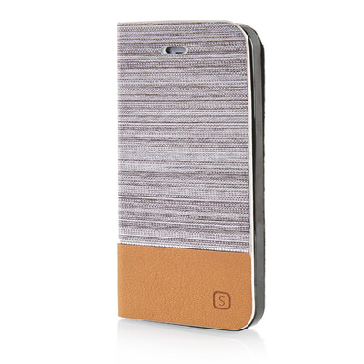 

MOONCASE Canvas Design Leather Side Flip Wallet Pouch Stand Shell Back ЧЕХОЛ ДЛЯ Apple iPhone 5 / 5S Light Brown