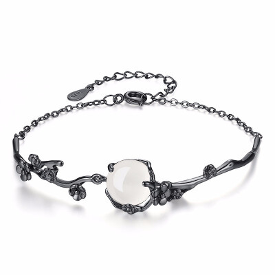 

Black Gun Color Charms Bracelets For Women White Stone Korea Trendy Jewelry Valentines Day Gift E139