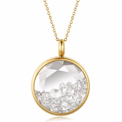 

Round Photo Small Chips Cutting Flower Purple Quartz Crystal Pendant Stainless Steel Necklaces 17