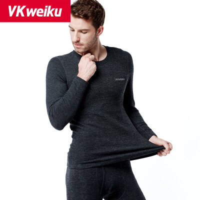 

VKWEIKU Mens thermal underwear mens thick  Slim breathable Qiuyi Qiuku Middle-aged warm suit winter clothes two-piece dark gray