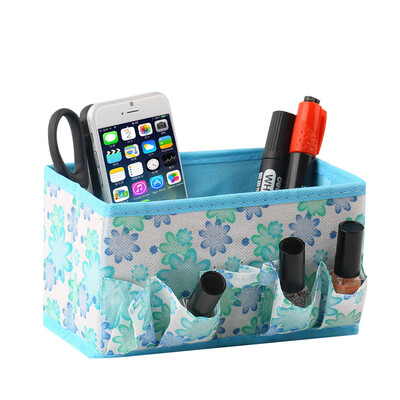 

Beauty Multifunction Folding Makeup Cosmetics Storage Box Organizer Flower Blue