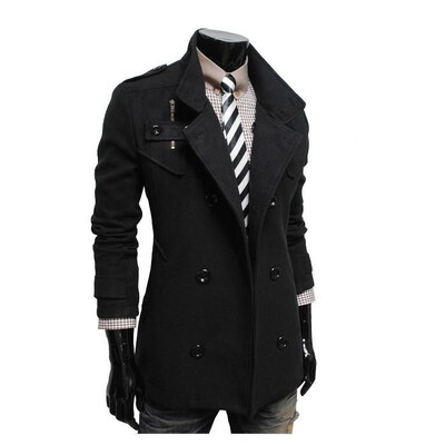 

Zogaa New Mens Wind Coat Double-breasted Long Slim