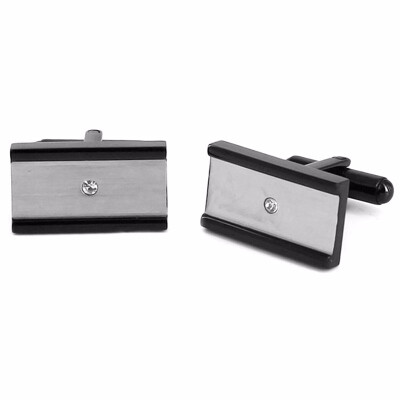 

Frosted Stainless Steel Crystal Square Cufflinks for Men