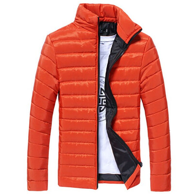 

Winter Stand Collar Cotton Blends Plain Long Sleeve Zipper Mens Coats