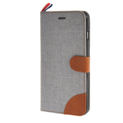 

MOONCASE Denim Style Flip Wallet Card Pouch Bracket Back Case Cover for Apple iPhone 6 Plus (5.5") Grey