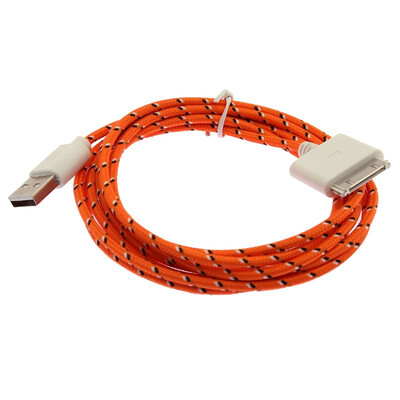 

Orange 2M USB Charger Sync Cable Adapter Cord Braided Woven For Iphone 4 4s
