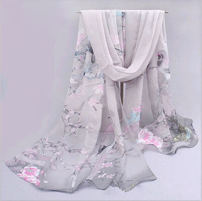 

New Fashion Womens Chiffon Colorful Printed Sweet Cartoon Cat Kitten Scarf Graffiti Style Shawl Girls Christmas Gift