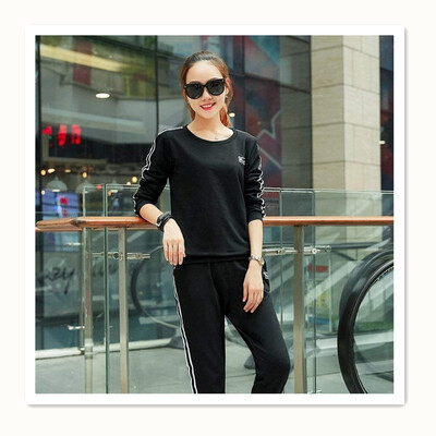 

Womens sports suit spring&autumn cotton long-sleeved T-shirt trousers two-piece