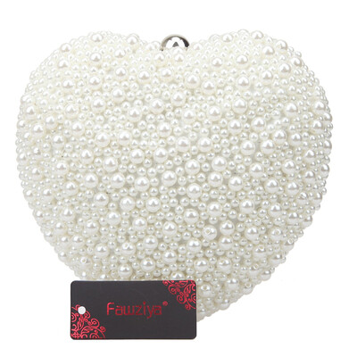 

Fawziya Pearl Evening Purse Cute Heart Shape Clutch Bags For Women