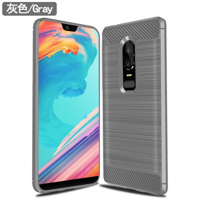 

Fivice Oneplus6 case Brushed carbon fiber silicone anti-fall soft shell phone case