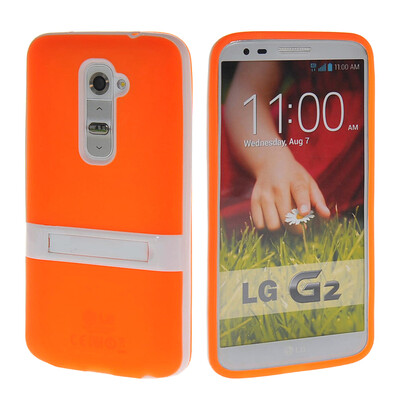 

MOONCASE Мягкие гибкие силиконовый гель ТПУ кожи с Kickstand чехол для LG G2 оранжевый