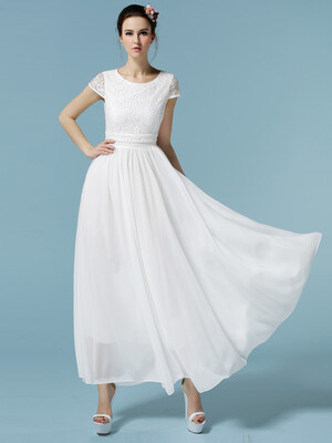 

Solid Crochet Style Maxi Chiffon Dress