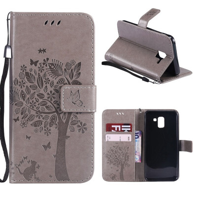 

MOONCASE Samsung Galaxy J6 Embossed Cat&Bark Cover - Grey