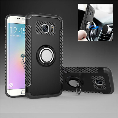 

Fecoprior Back Cover For Samsung Galaxy S7 Edge Case Car Holder Stand Hard PC Silicon Ring Suction Bracket Celulars