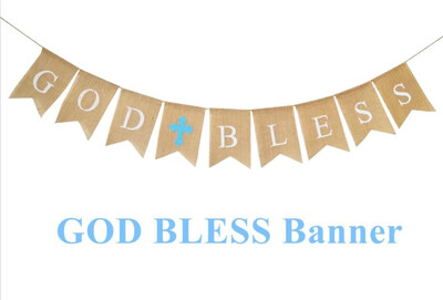

GOD BLESS Burlap BannerCommunion Party BannerChristening Baptism Decoration for WeddingBridal ShowerBaby Shower Party