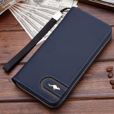 

Mens wallet long zipper wallet old grind large capacity handbag
