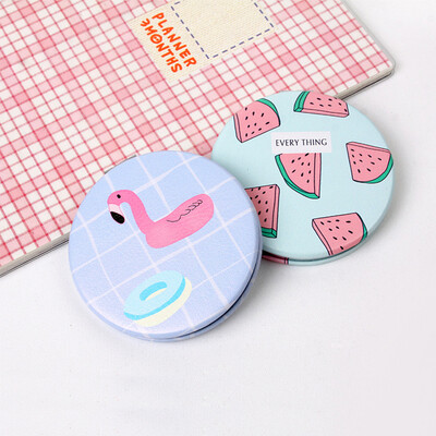 

Yuhuaze metal double-sided small mirror small fresh series pocket baby portable small round mirror folding small leather mirror pattern random