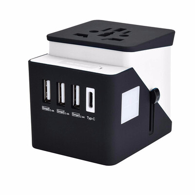 

International Travel Adapter with 24A 3 USB Type C Charger Universal AC Socket Wall Outlet Plugs for European UK US AU & Asia