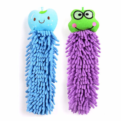 

30CM Kitchen Hanging Towels Chenille Hand Face Wipe Towels Baby Kids Animal Bathroom Washcloths Handkerchief Random Color