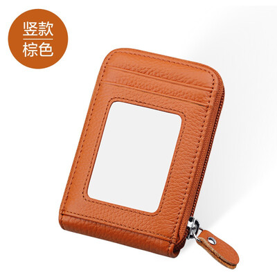 

The first layer of leather rfid credit card card accordion Korean card package card set horizontal&vertical business card package multi-card wallet
