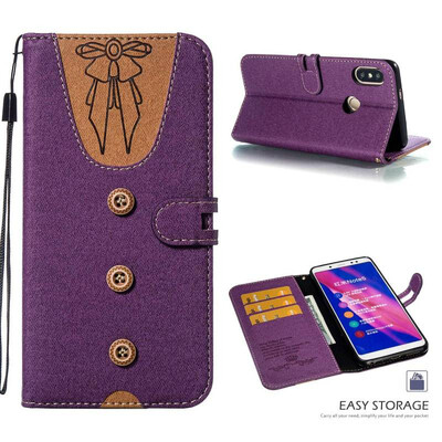 

MOONCASE Millet Red Rice Note 5 Pro Stitching Embossed Womens Leather Case - Purple