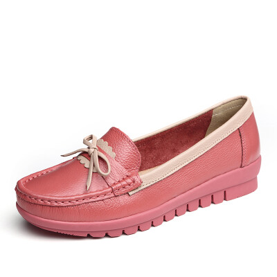 

Yi Er Kang comfortable Peas shoes flat mouth shallow mouth nurses shoes bow shoes S672ZE29544W watermelon red 39