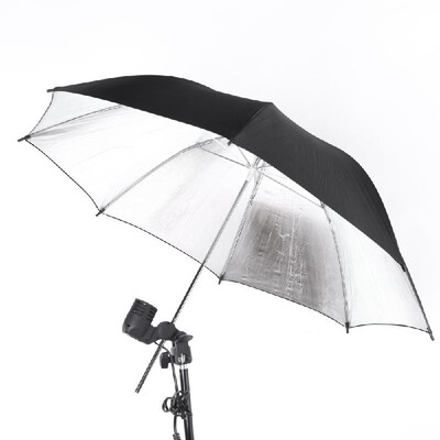 

83cm 33in Studio Photo Strobe Flash Light Reflector Black Silver Umbrella