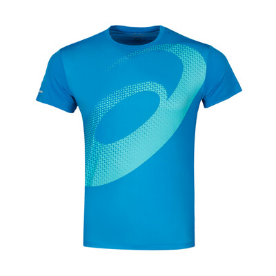 

ASICS yaseshi T-shirt male 2018 autumn&winter new large LOGO printing round neck breathable running training short sleeve 2011A134-400 blue S