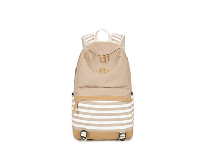 

Canvas backpack female fashion Korean print handbag 2018 new middle school student bag striped canvas backpack