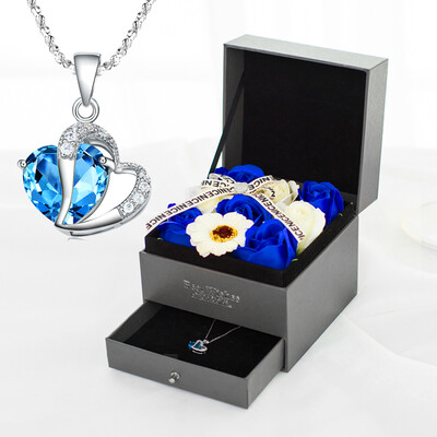 

Star soap flower drawer gift box sea blue heart set blue flower blue heart with a silver necklace