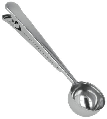 

MyMei Stainless Steel Ground Coffee Measuring Scoop Spoon With Bag Seal Clip Silver