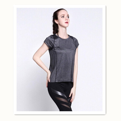 

Solid color sportswear running fitness clothing yoga clothes womens shirt