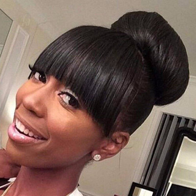 

9A Lace Front Human Hair Wigs Long Straight Brazilian Virgin Hair Wigs with Bangs Pre Plucked 130 Density Wigs for Women