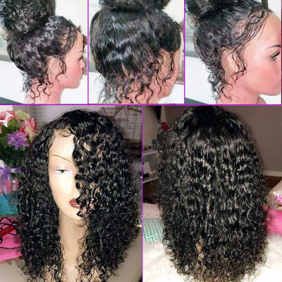 

9A Lace Front Human Hair Wigs Afro Curly Brazilian Virgin Hair Wigs with Baby Hair Pre Plucked 130 Density Wigs for Women