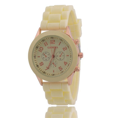 

New Men Women Geneva Silicone Rubber Jelly Gel Quartz Analog Sports Wrist Watch