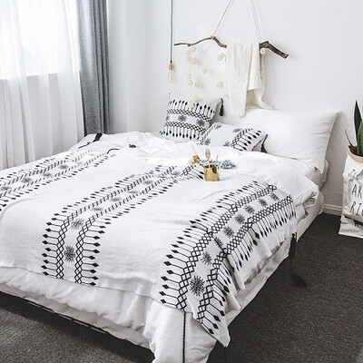 

New Nordic Black White Knitted Blanket Throw Plaids Knit Blankets Bedding Sofa Cover Same Style Cushion Cover Pillow Cover Set